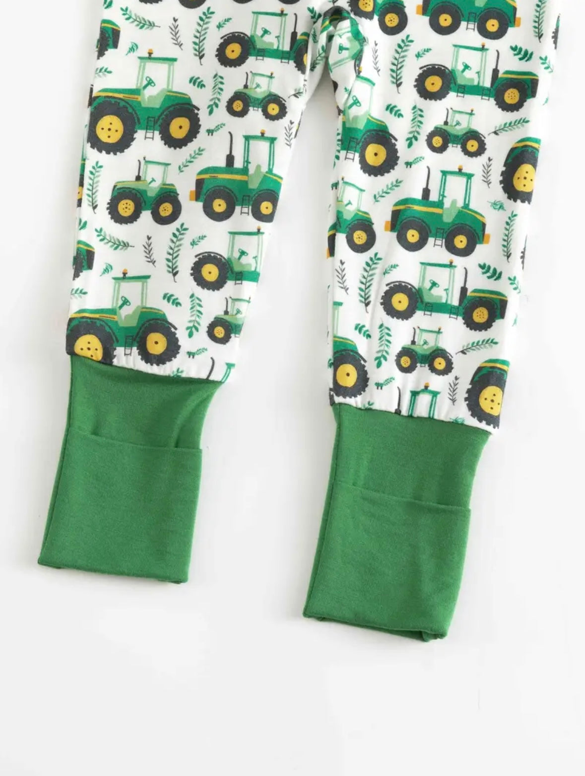 Tractor Green Zippered Footie